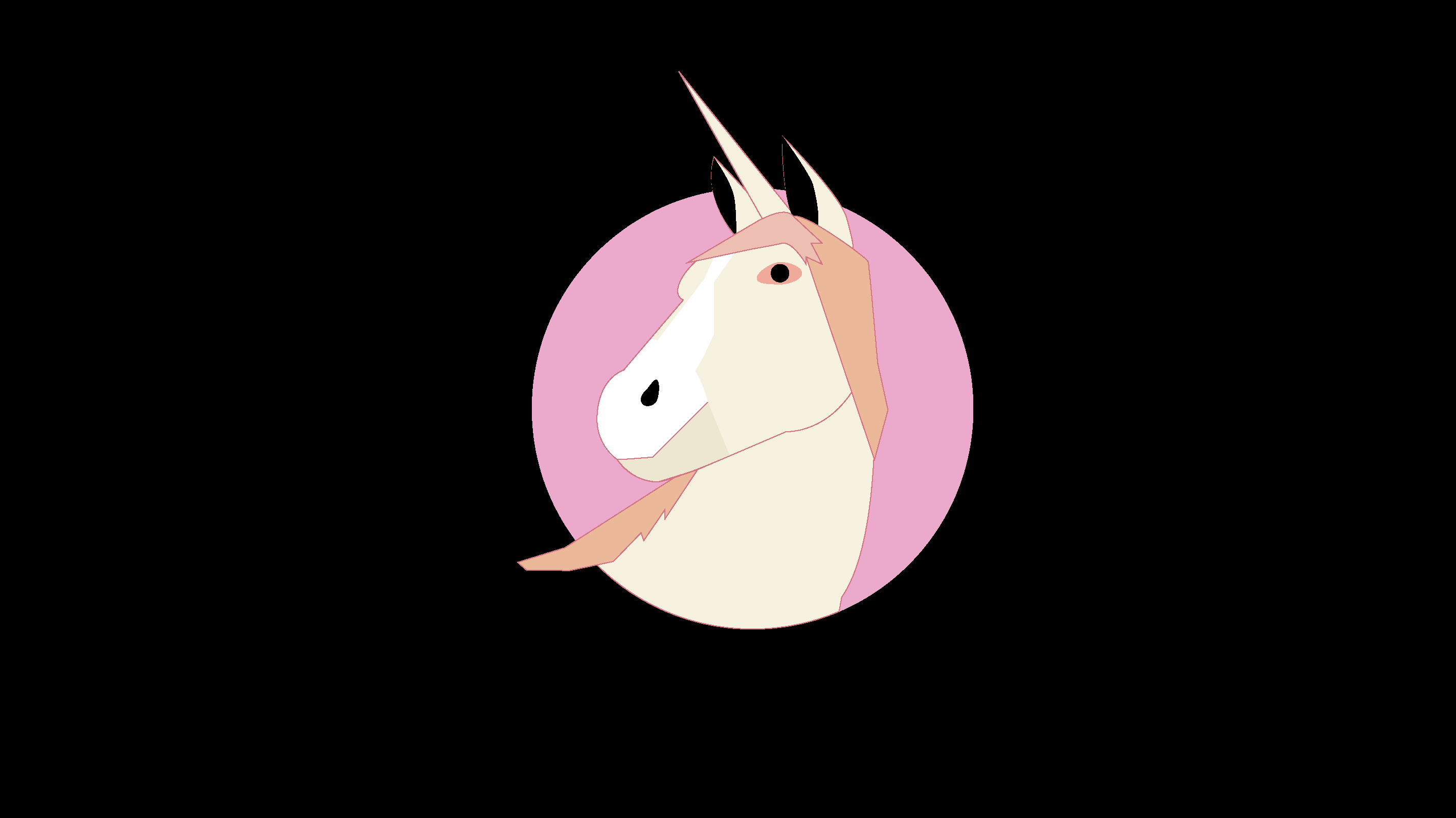 illustrated unicorn as a sign for 360 degrees branding on black backgrouund