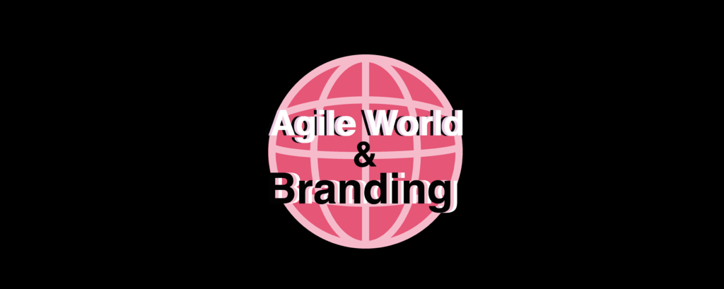 Agile World & Branding on dark pink circle and black background