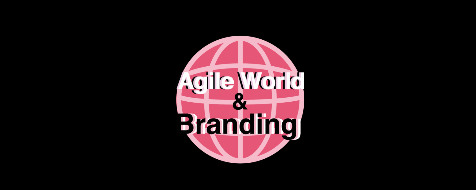 Agile World & Branding on dark pink circle and black background